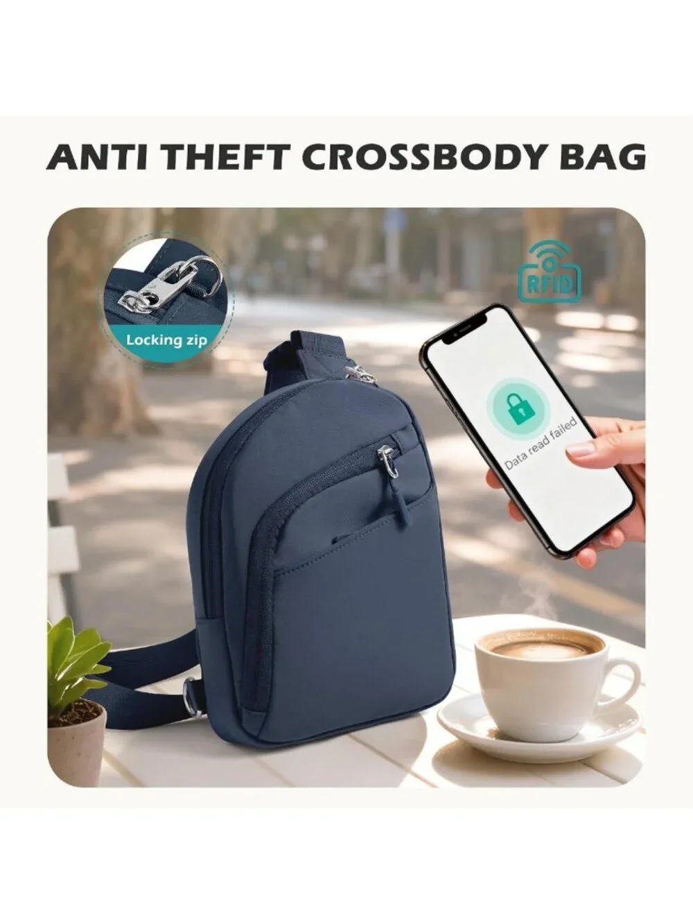 Anti-Theft Sling Crossbody Bag for Travel | RFID Blocking Small Purse Wallet